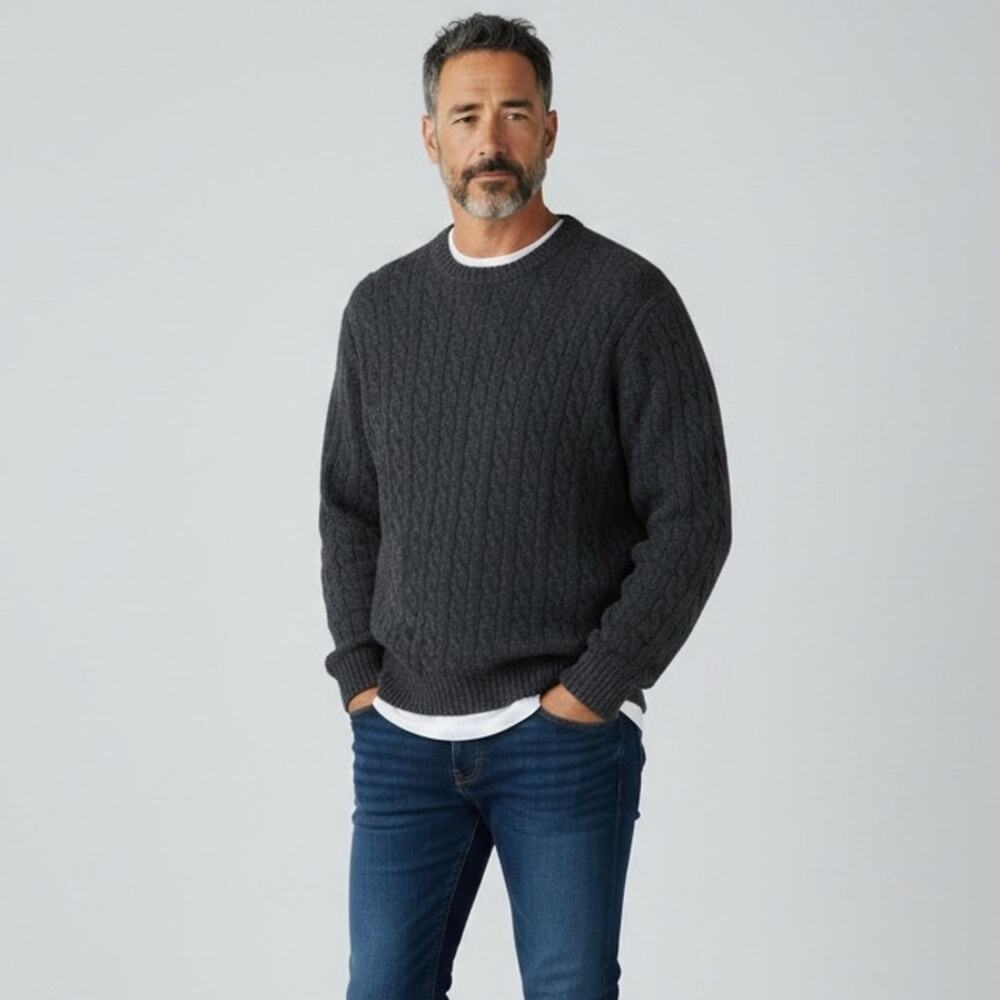 Polo Ralph Lauren Cable-Knit Wool-Cashmere Sweater Men's Sz XXL Charcoal Gray